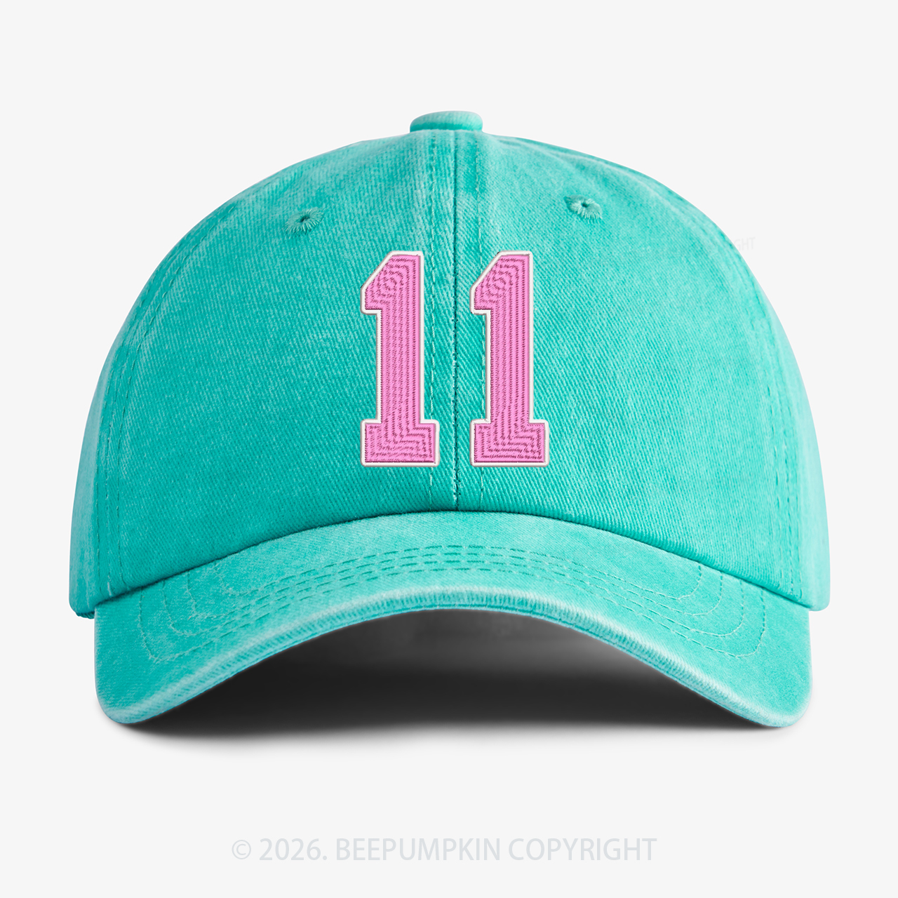 Personalized Number Embroidered Washed Baseball Cap For Kids