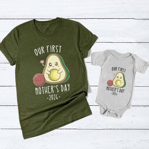 Personalized Avocado Funny Our First Mother's Day Mom&Me Matching Tees