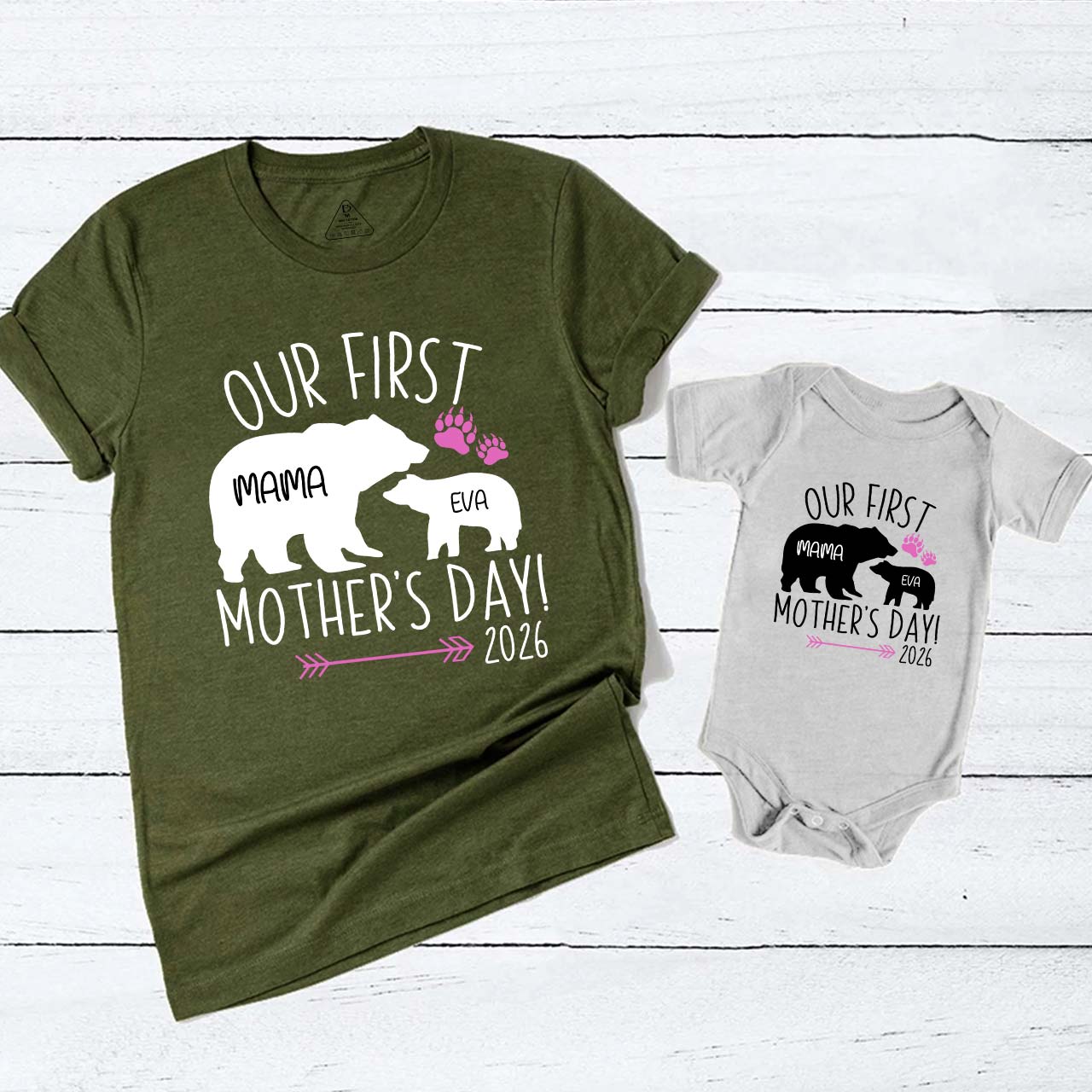 Girl Mom Baby Bear Mom&Me Matching T-Shirts