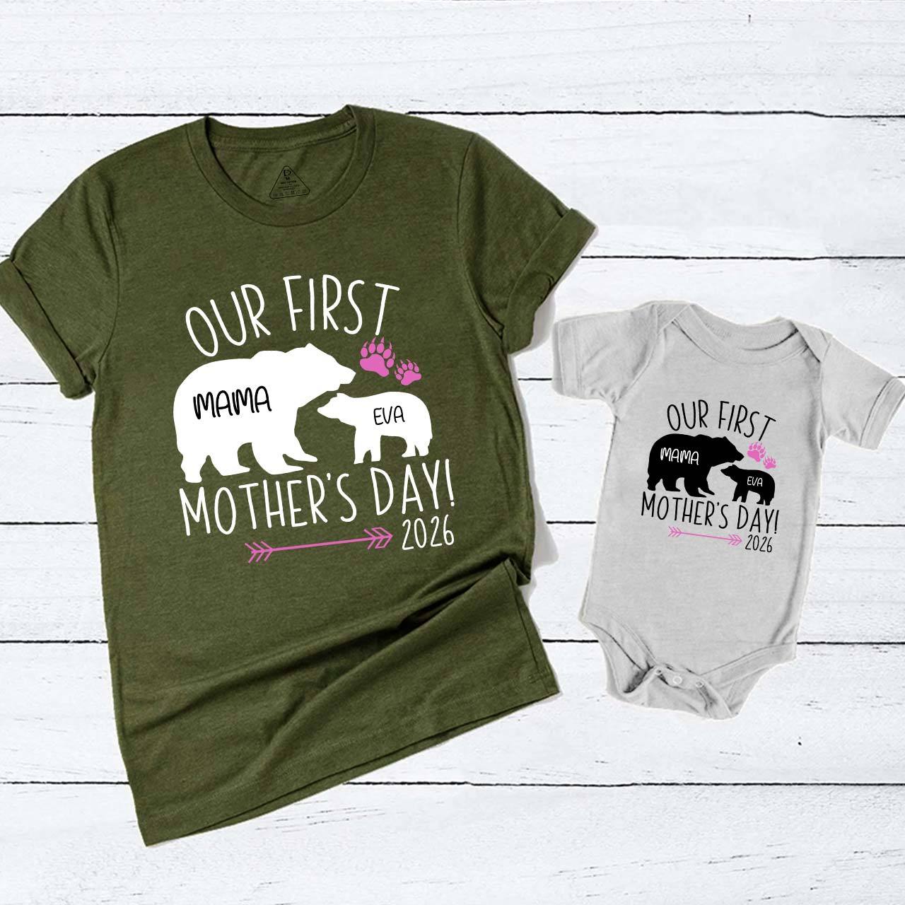 Girl Mom Baby Bear Mom&Me Matching T-Shirts