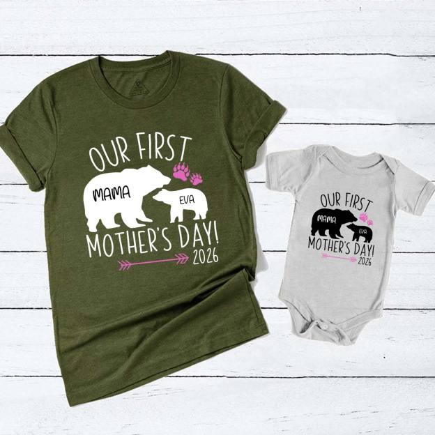 Girl Mom Baby Bear Mom&Me Matching T-Shirts