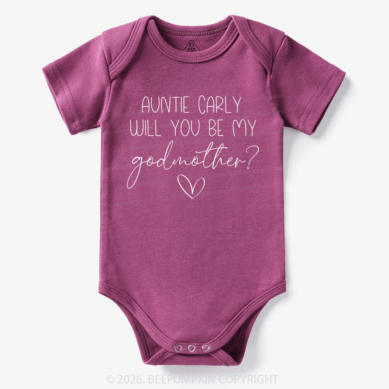 Personalized Auntie Will You Be My Godmother Bodysuit