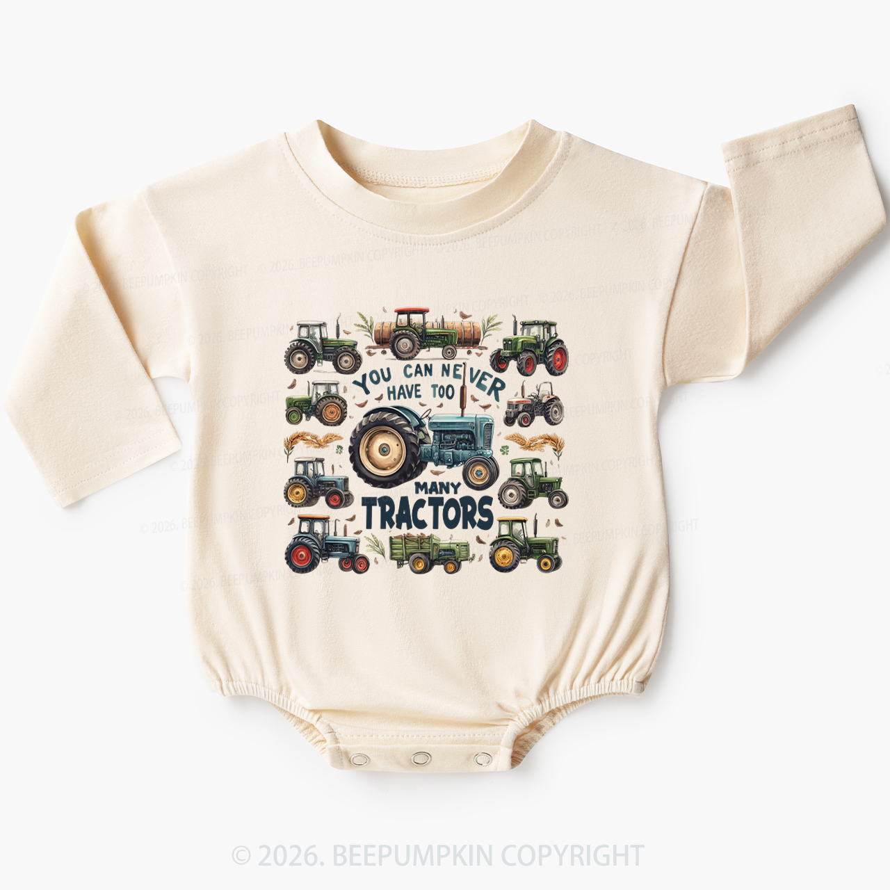 You Can Never Have Too Many Tractors Baby Bubble Romper