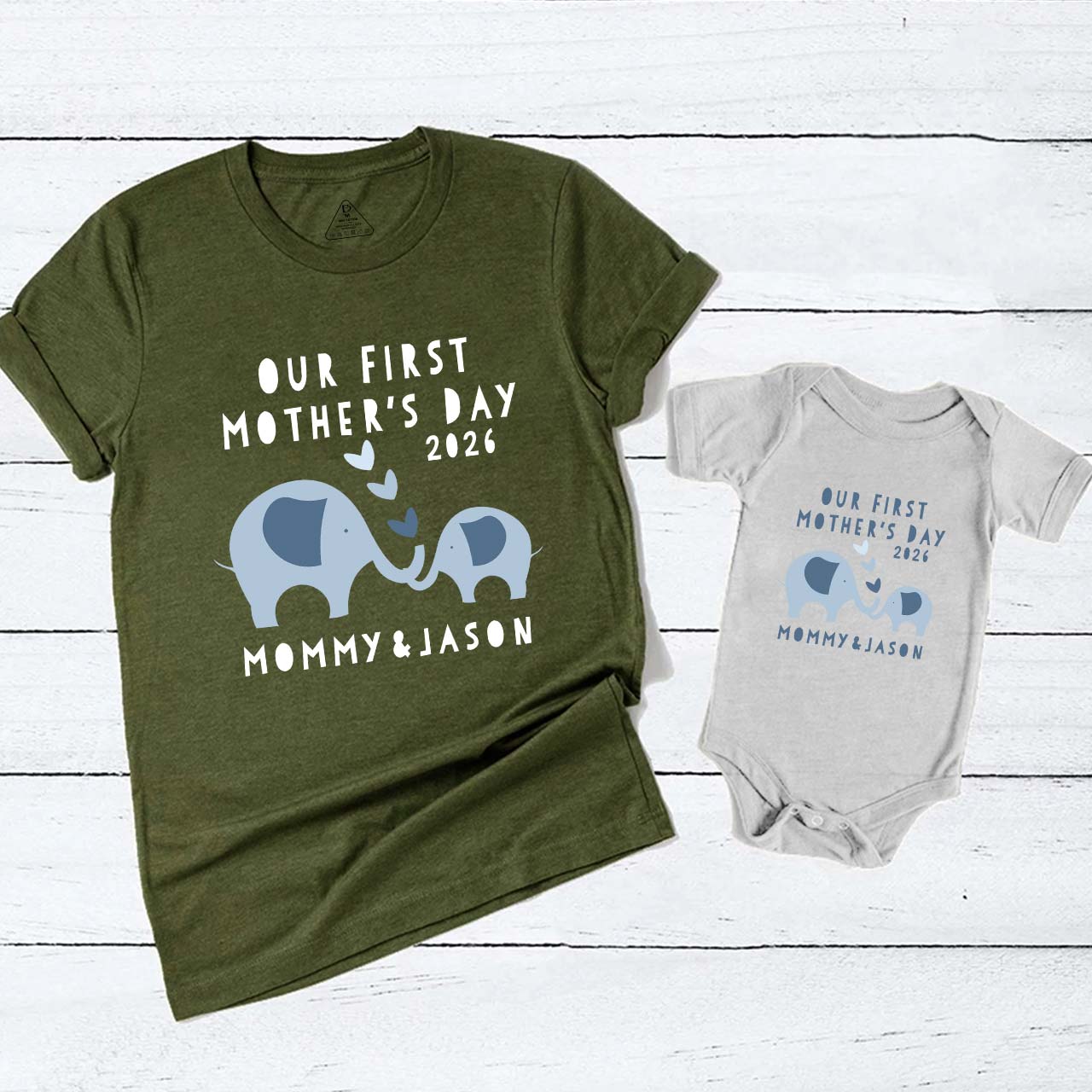 First Mother's Day Elephant Mom And Me Tees