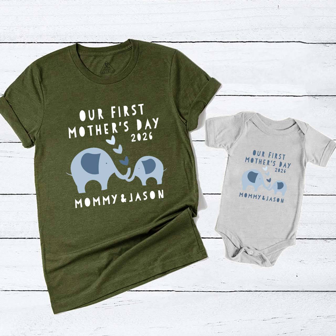 First Mother's Day Elephant Mom And Me Tees