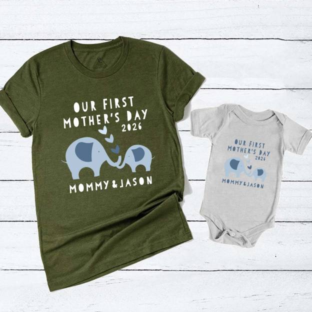 First Mother's Day Elephant Mom And Me Tees