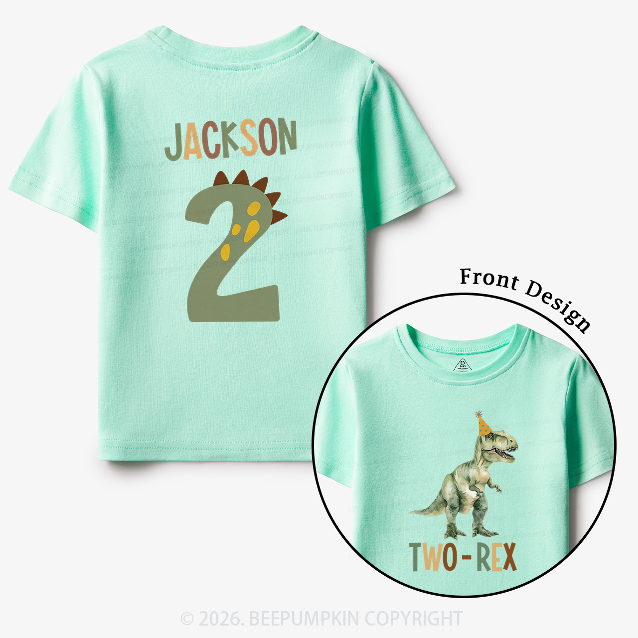Personalized Dinosaur 2nd Birthday Toddler&Kid's Tees