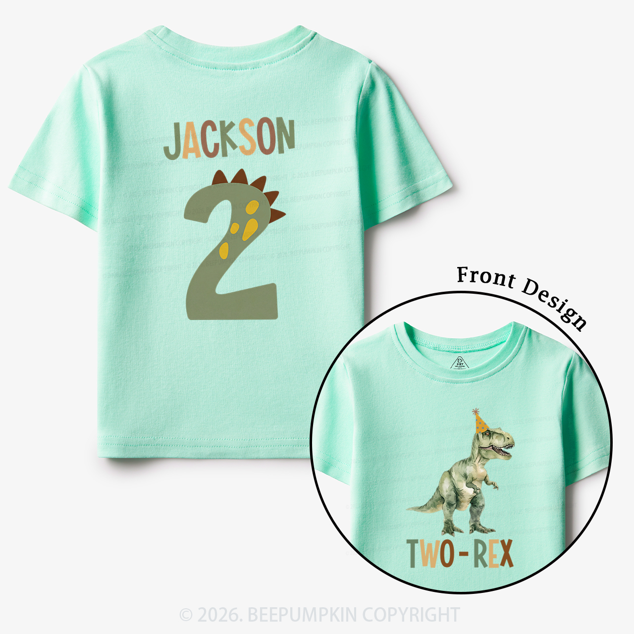 Personalized Dinosaur 2nd Birthday Toddler&Kid's Tees