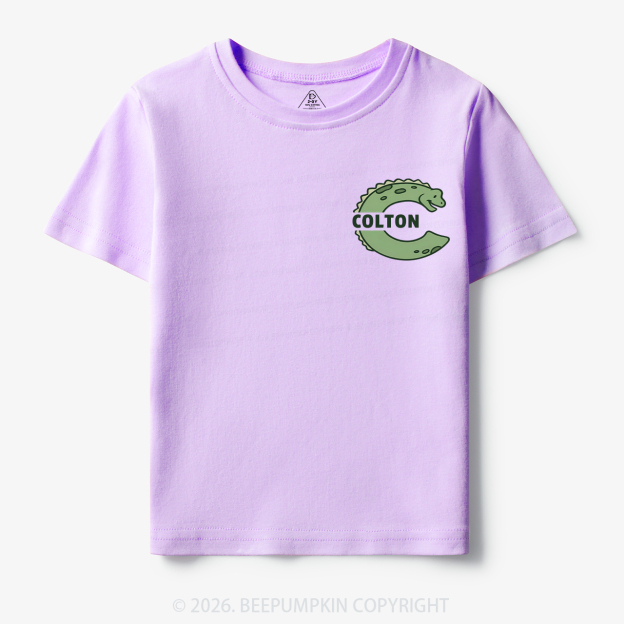 Personalized Cute Dinosaur Initial With Name Toddler&Kid's Tees