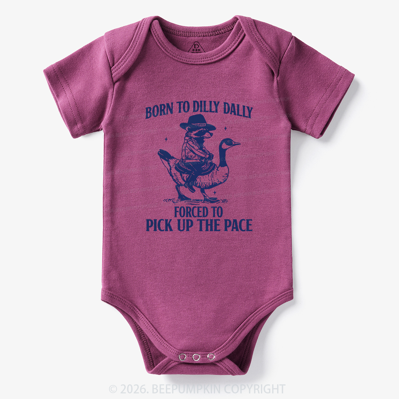 Born To Dilly Dally Retro Racoon Goose Bodysuit