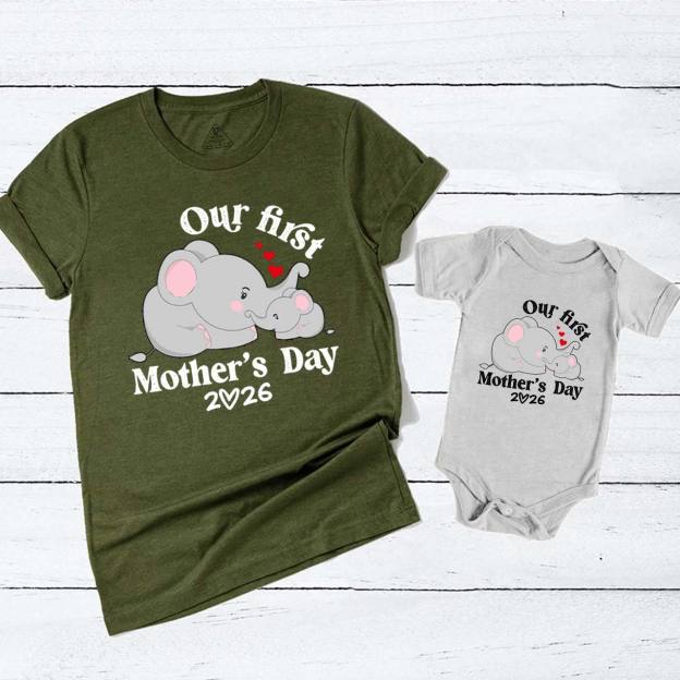 Our First Mothers Day Elephant Mom&Me Matching T-Shirts