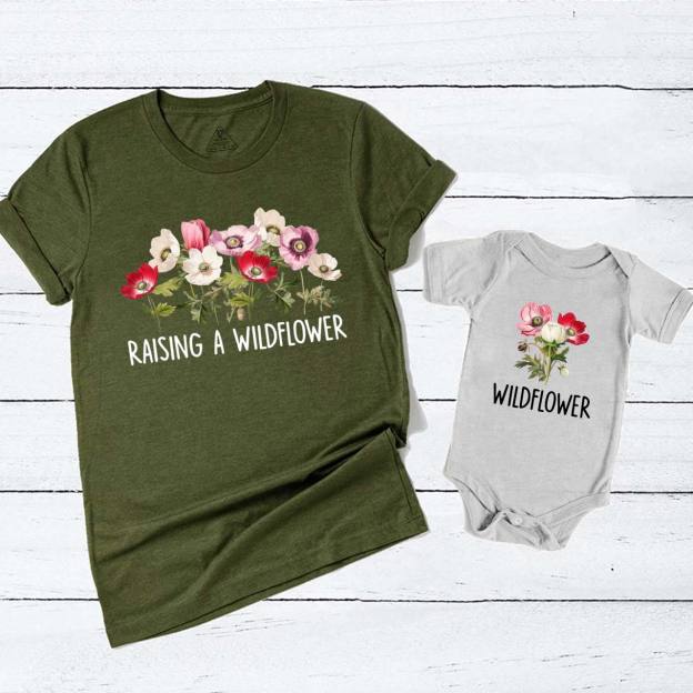 Raising A Wildflower Bloom Together Mom&Me Matching T-Shirts