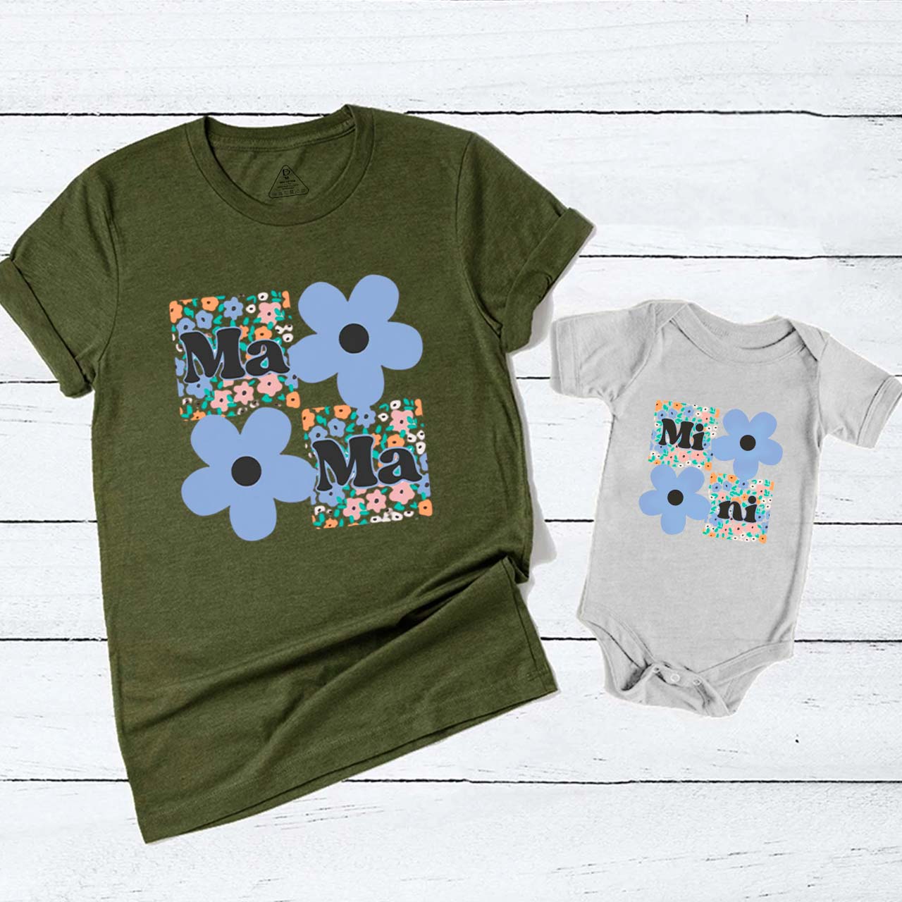  Floral Mother Daughter Mom&Me Matching T-Shirts