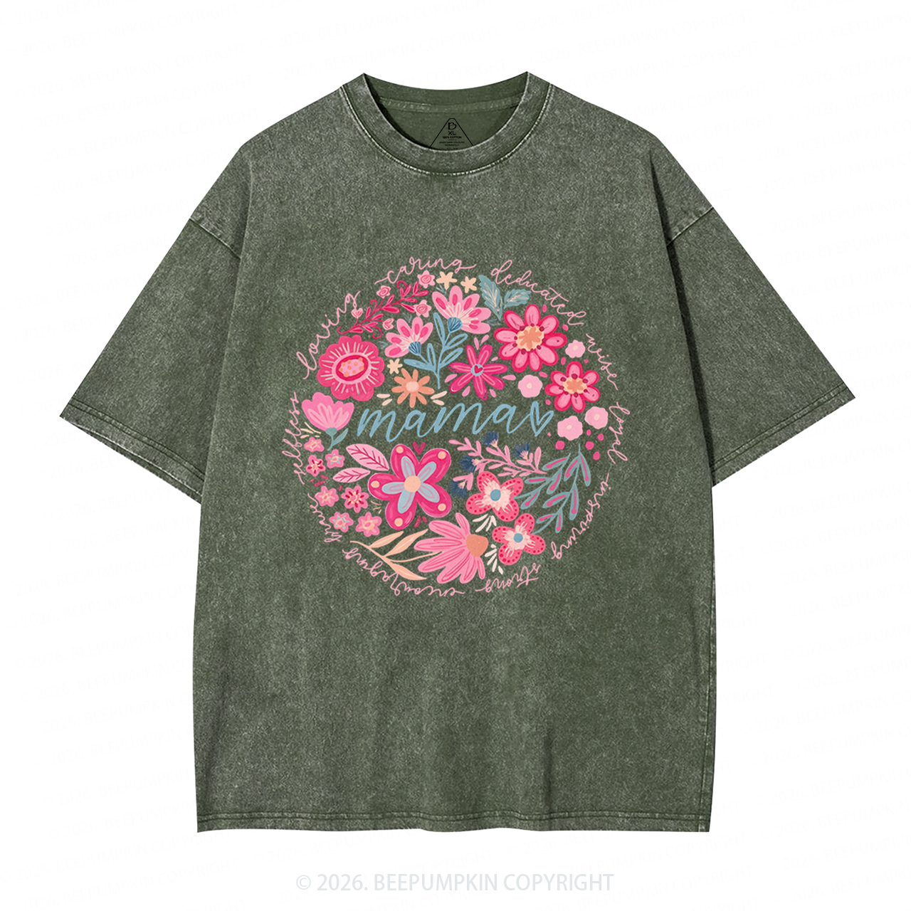 Boho Floral Spring Adult Washed T-Shirts