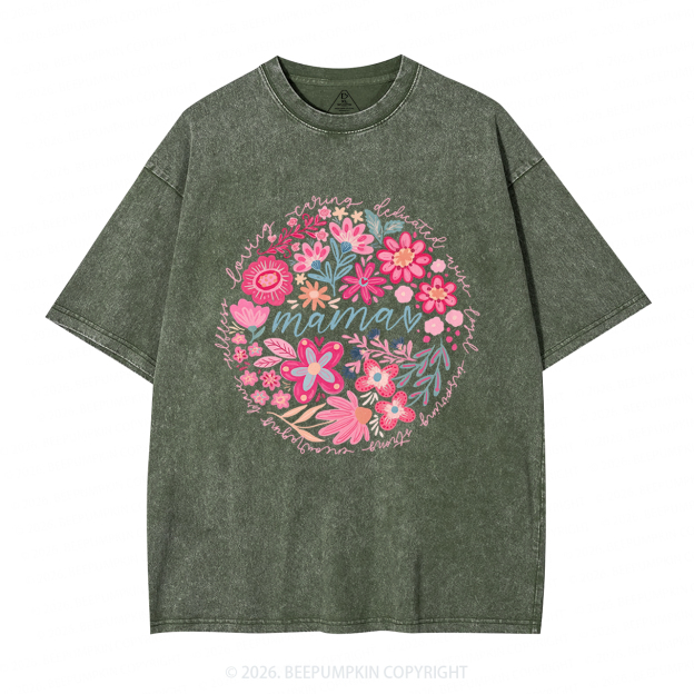 Boho Floral Spring Adult Washed T-Shirts