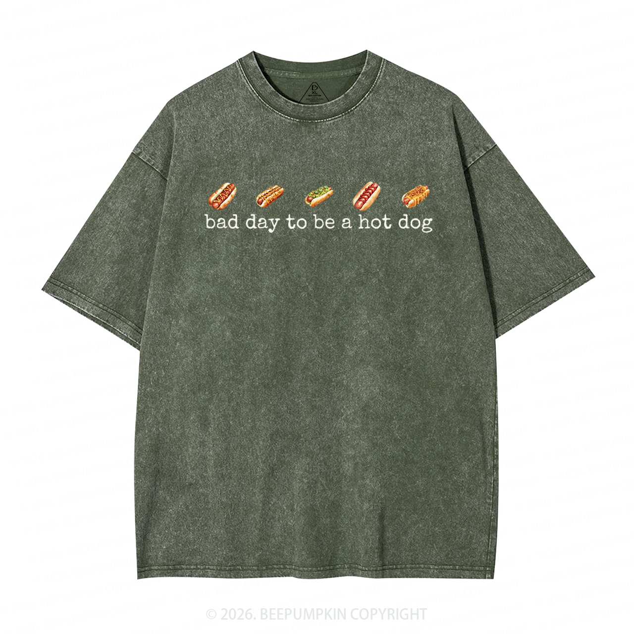 Bad Day to Be a Hot Dog Adult Washed T-Shirts