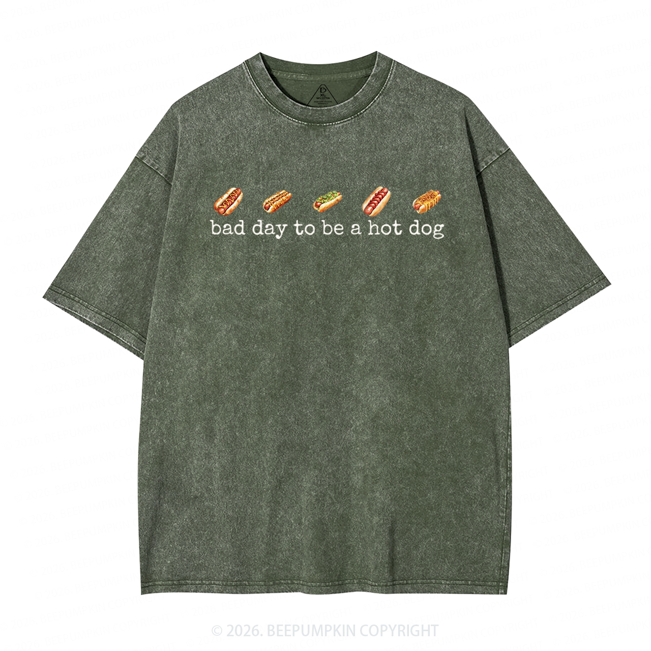 Bad Day to Be a Hot Dog Adult Washed T-Shirts