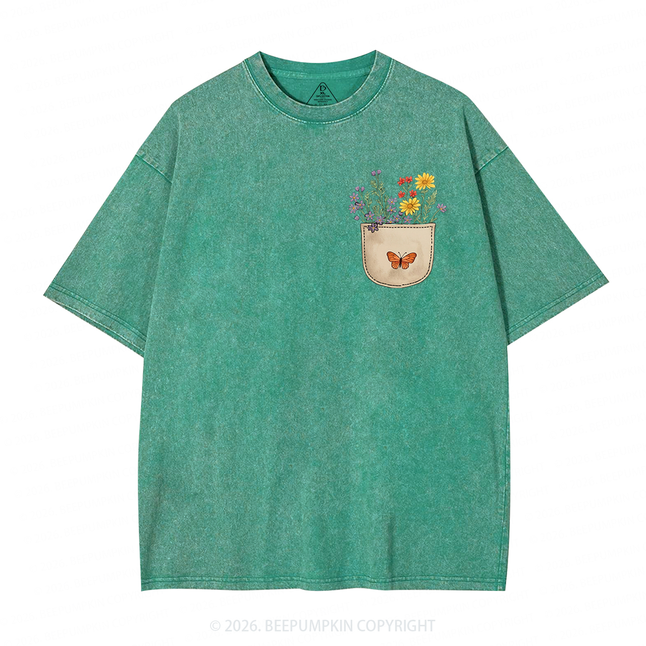 Wild Flowers Pocket Adult Washed T-Shirts