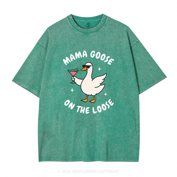 Mama Goose On the Loose Adult Washed T-Shirts