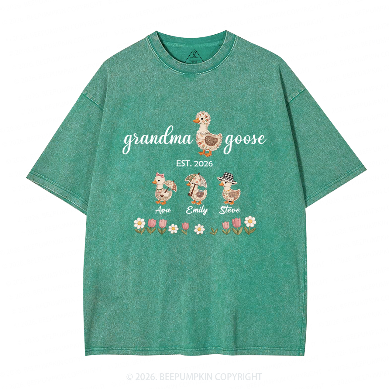 Personalized Goose Little Goslings Adult Washed T-Shirts