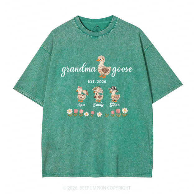 Personalized Goose Little Goslings Adult Washed T-Shirts