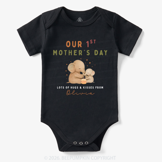 Personalized First Mother's Day Cute Elephant Bodysuit