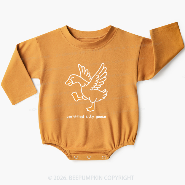 Funny Certified Silly Goose Baby Bubble Romper
