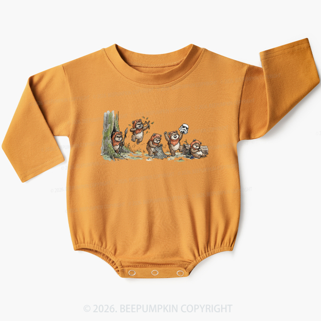 Vintage Galaxy Cute Bear Baby Bubble Romper