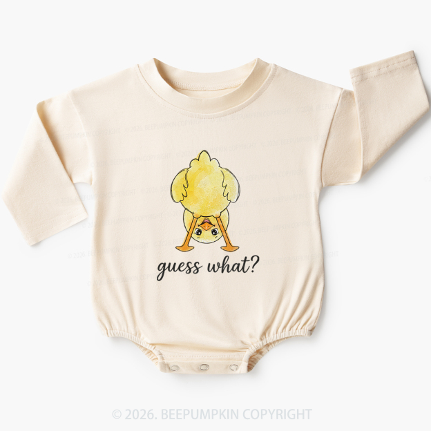 Guess What Chicken Butt Cute Funny Animal Baby Bubble Romper