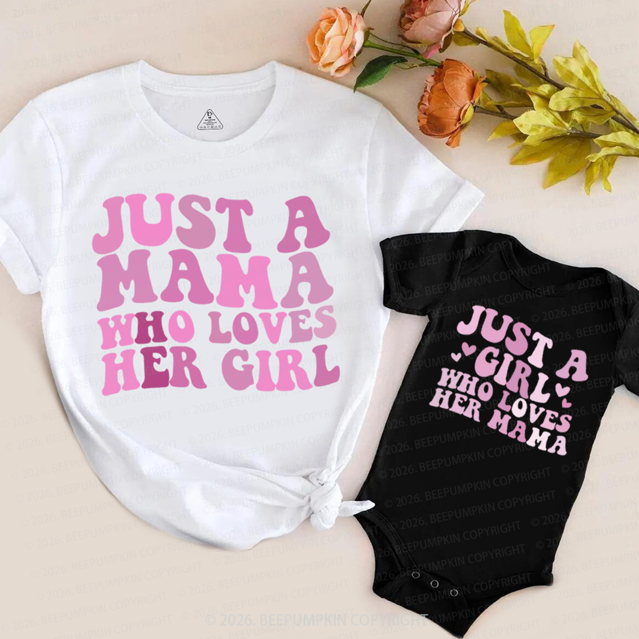 Just a Mama Who Loves Her Girl Mom&Me Matching T-Shirts