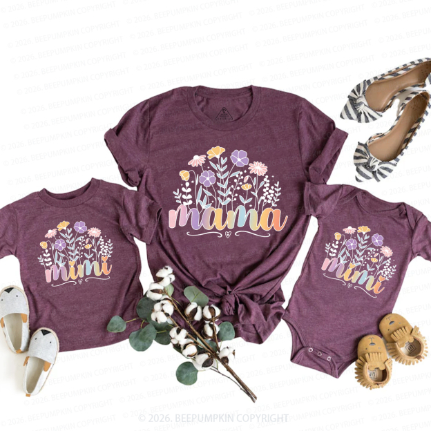 Boho Spring Flower Mom&Me Matching T-Shirts