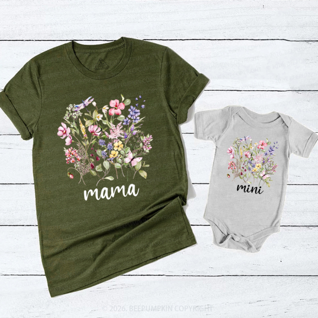Personalized Mothers Gift Boho Floral Mom&Me Matching T-Shirts