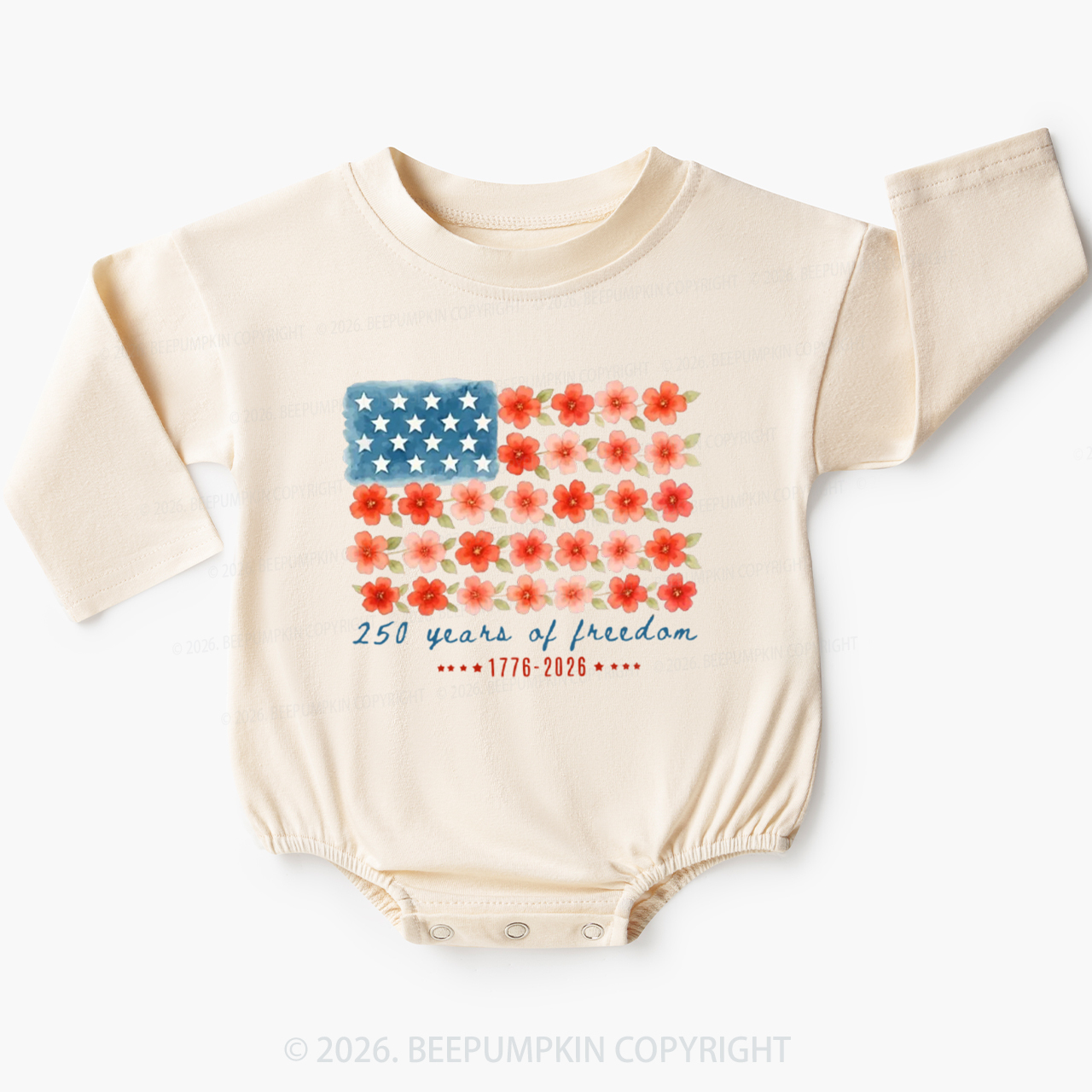 America 250th Anniversary 1776–2026 Baby Bubble Romper