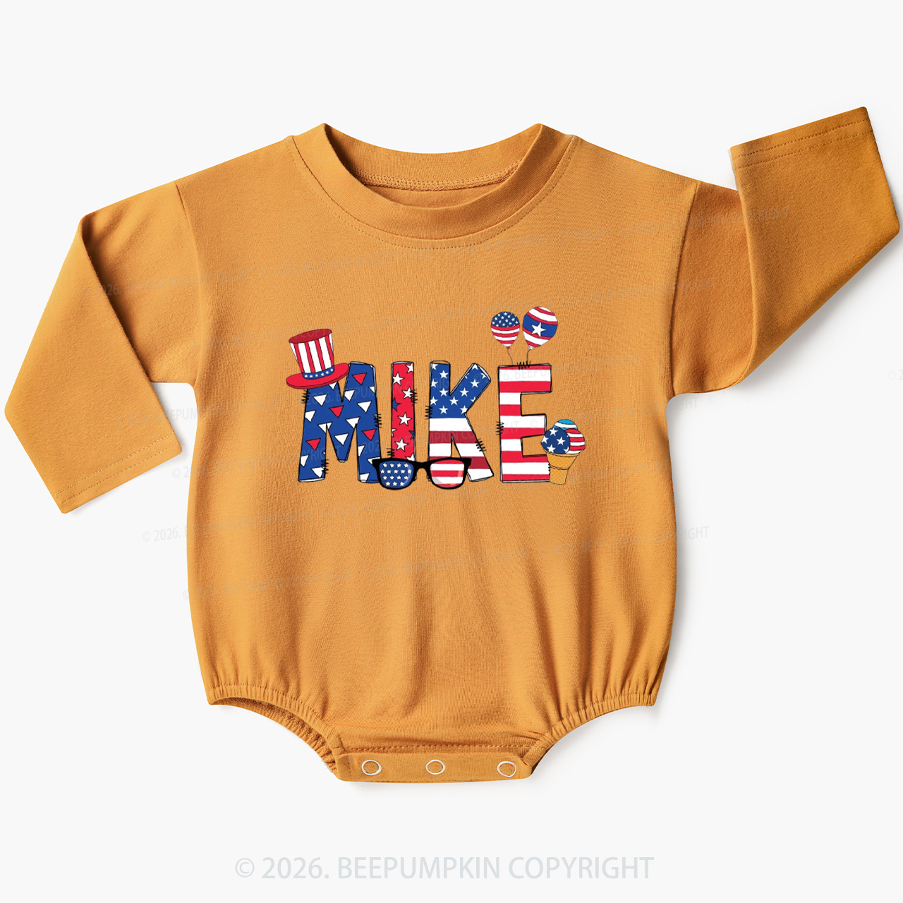 Personalized 4th Of July USA Patriotic Baby Bubble Romper