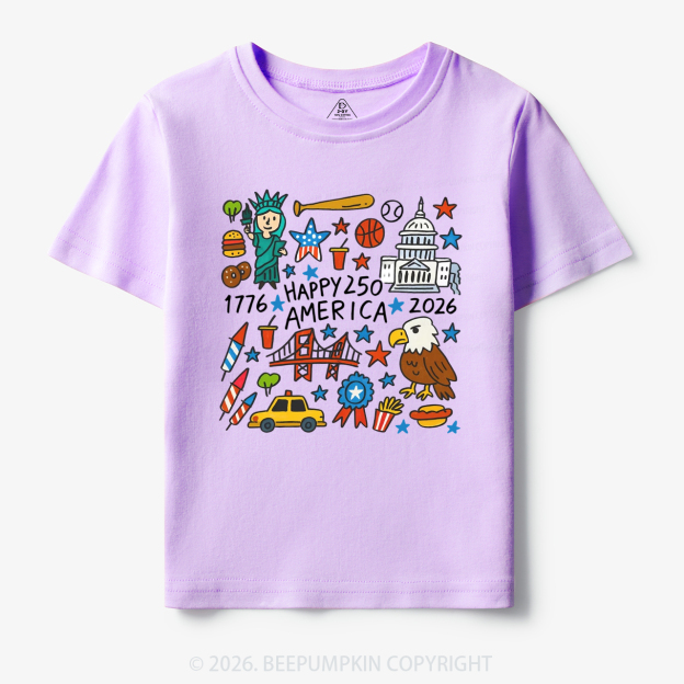 Happy 250 America 1776-2026 Toddler&Kid's Tees