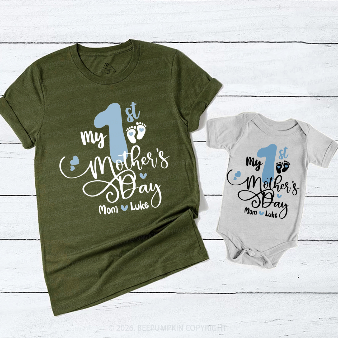Personalized First Mother's Day New Mommy & Newborn Mom&Me Matching T-Shirts