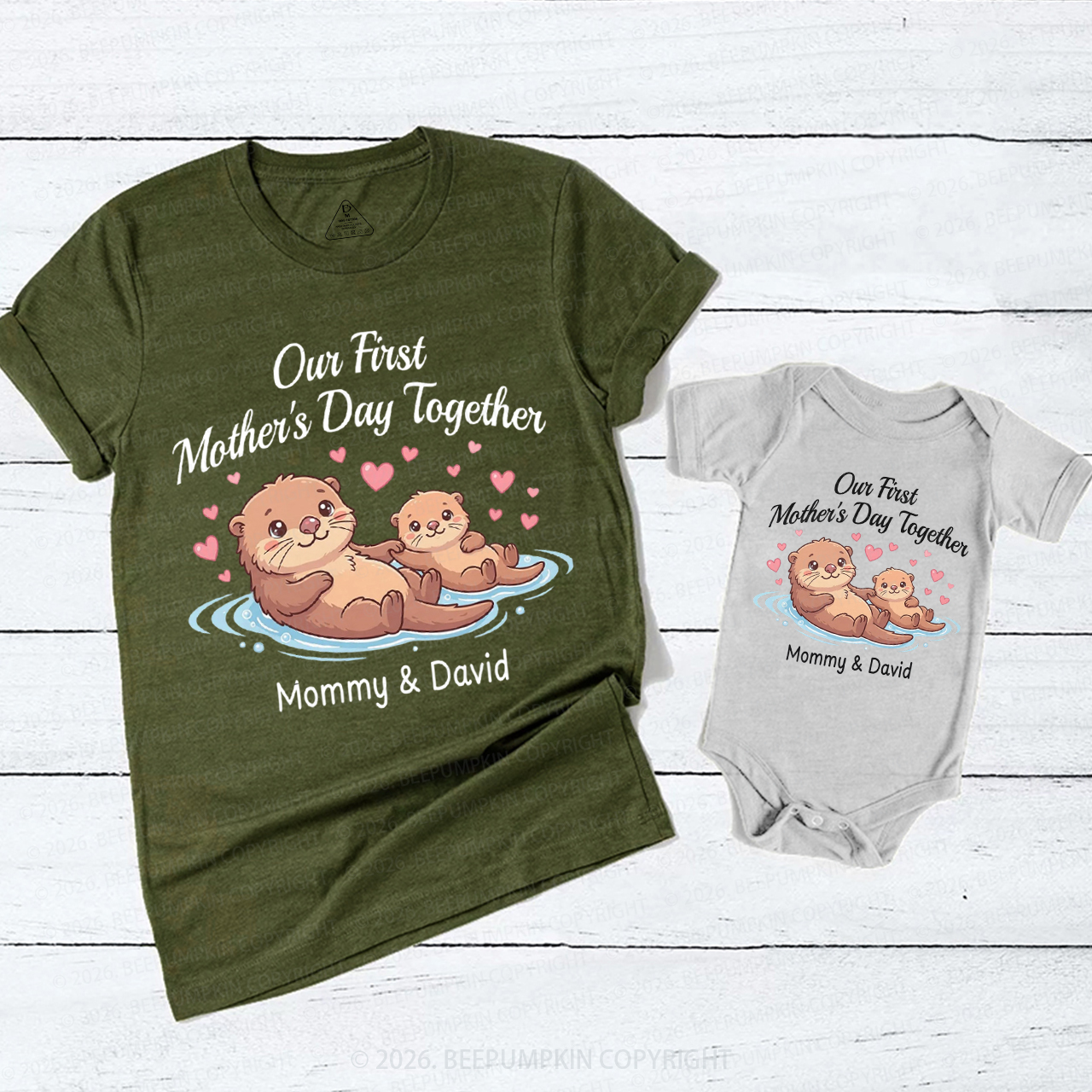 Personalized Our First Mother’s Day Otter Mom&Me Matching T-Shirts