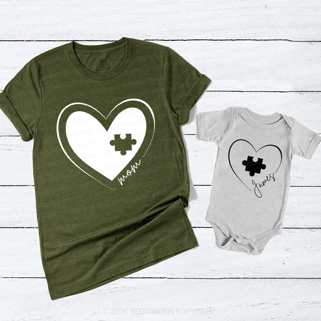 Heart Puzzle and Missing Piece Mom&Me Matching T-Shirts