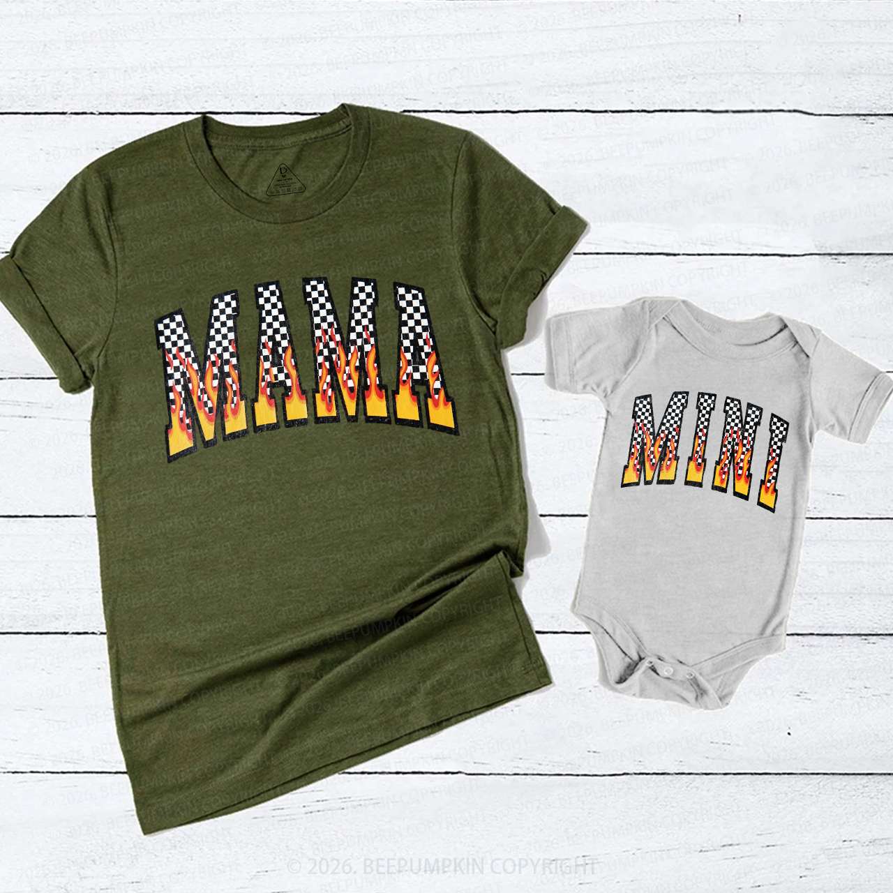 Retro Mama Mini Flame Mom&Me Matching T-Shirts