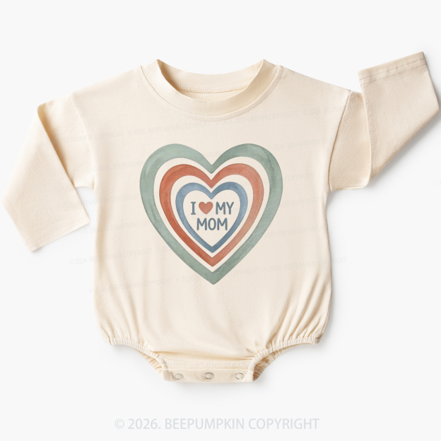 I Love My Mom Cute Mother's Day Baby Bubble Romper