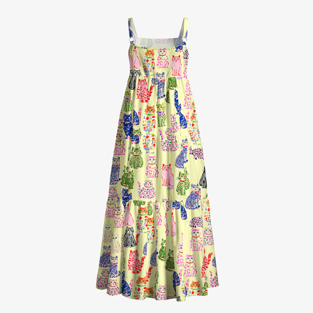 Whimsical Colorful Cat All-Over Print Women’s Voile Cami Dress