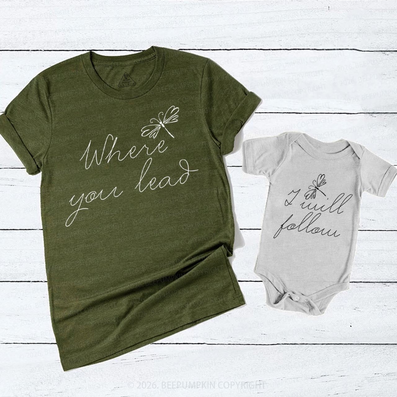 Where You Lead I Will Follow Mom&Me Matching T-Shirts