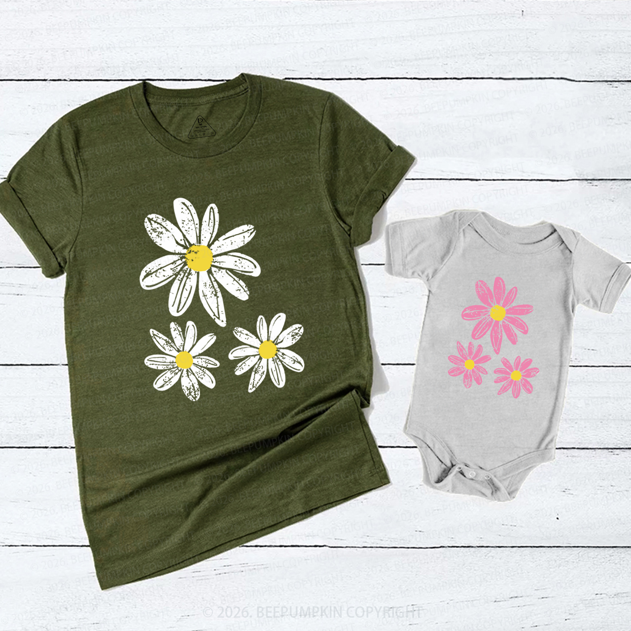 Daisy Boho Floral Mom&Me Matching T-Shirts