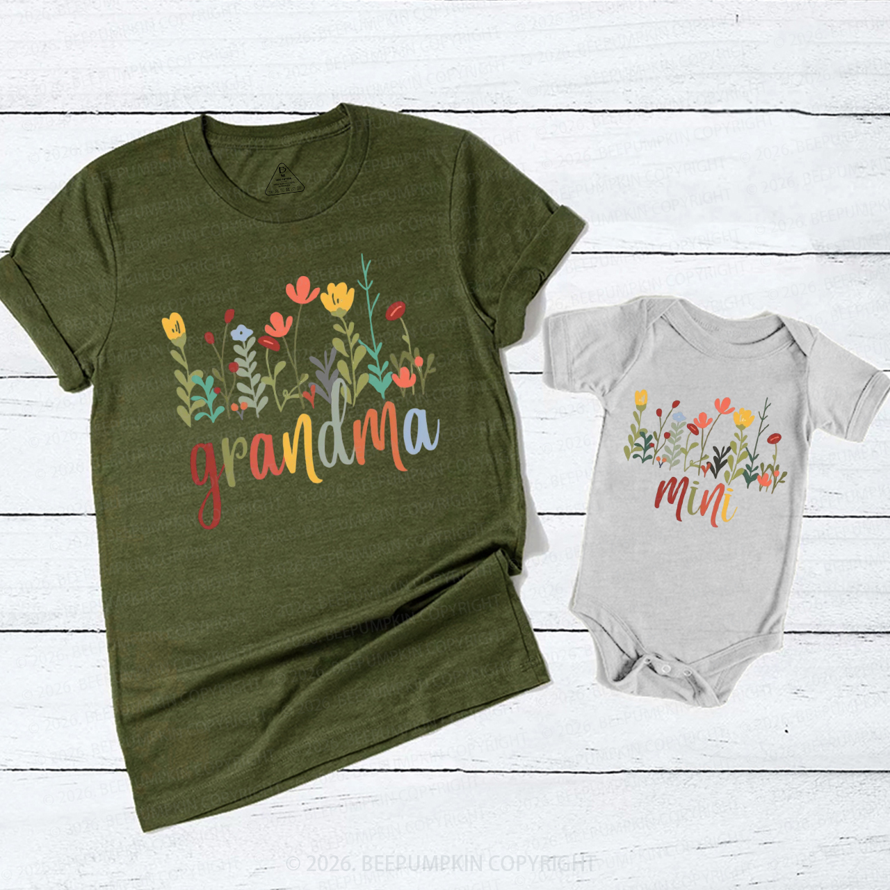 Personalized Floral Mother's Day Gift Mom&Me Matching T-Shirts
