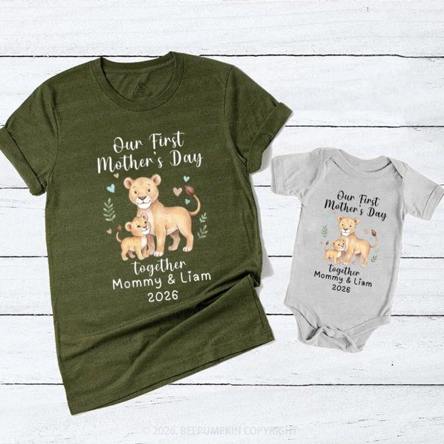 Personalized First Mothers Day Lion Safari Jungle Mom&Me Matching T-Shirts