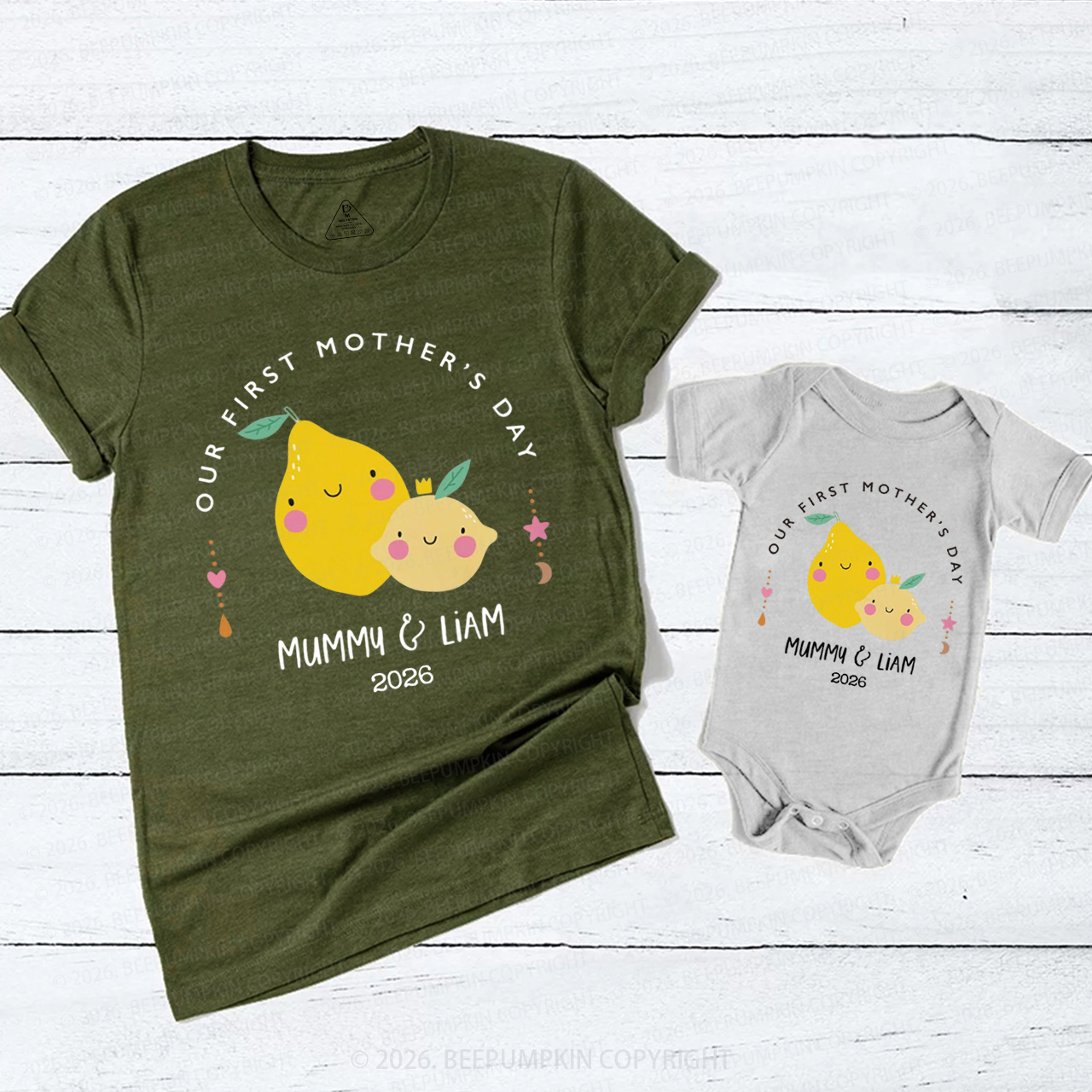 Personalized Lemon Our First Mother's Day Mom&Me Matching T-Shirts