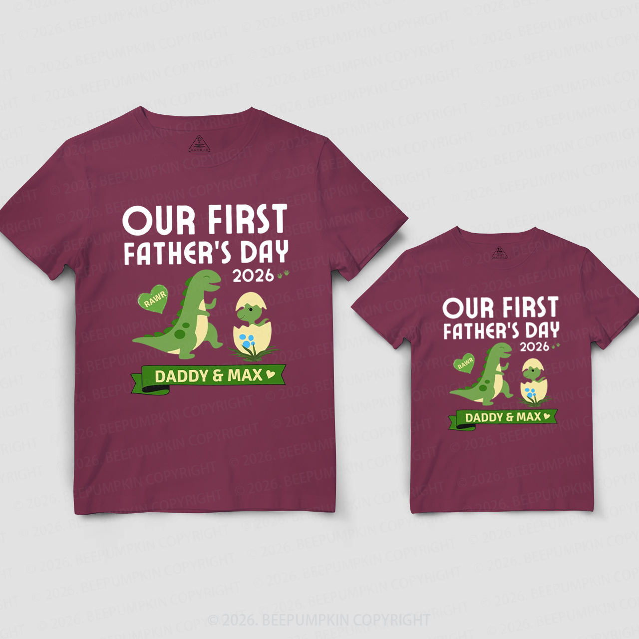 Personalized Our First Fathers Day Dinosaur Dad&Me Matching Shirts