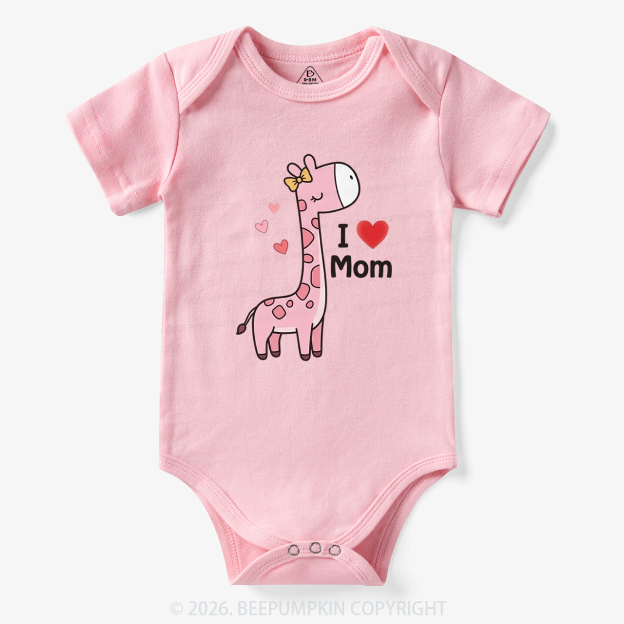I Love Mom and Dad Giraffe Bodysuit