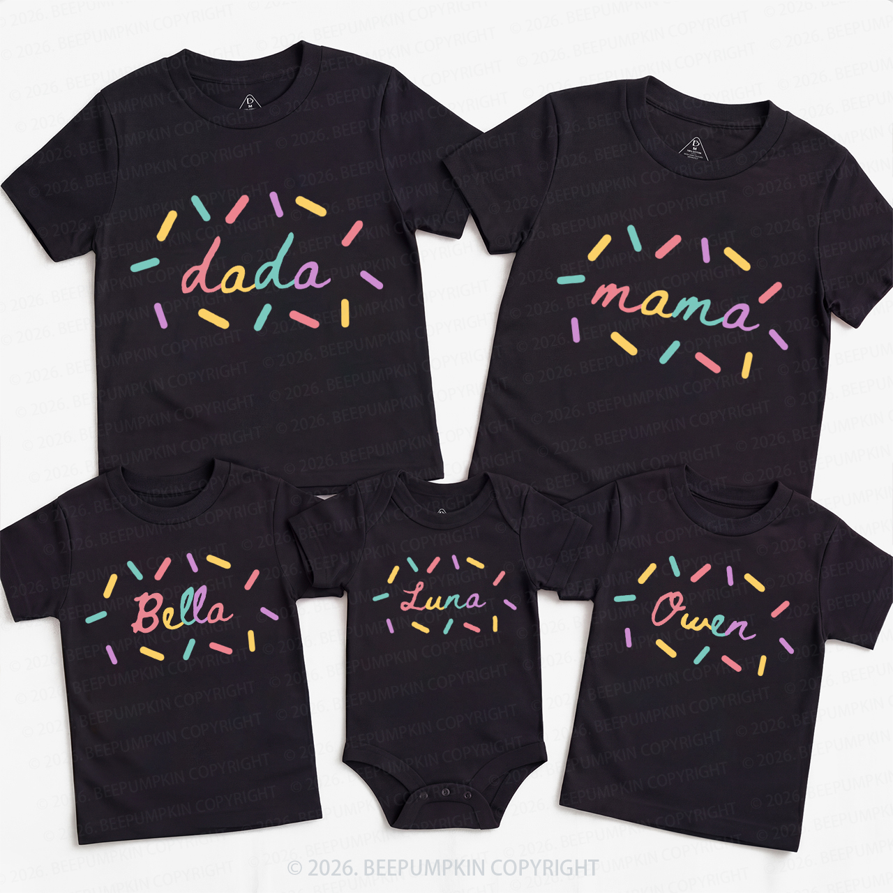 Personalized Sprinkles Donut Theme Family Matching T-Shirts