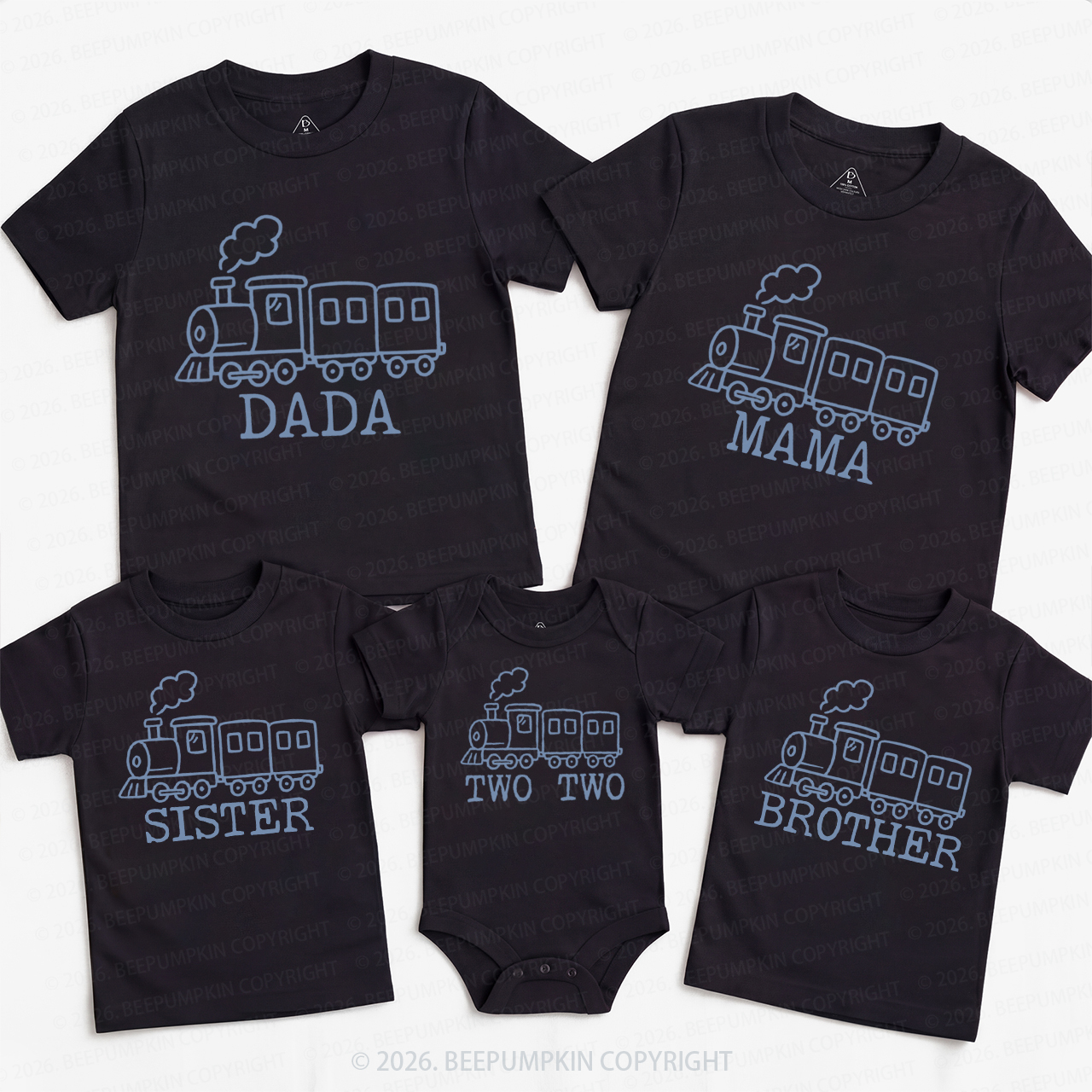 Personalized Train Chugga Chugga Family Matching T-Shirts